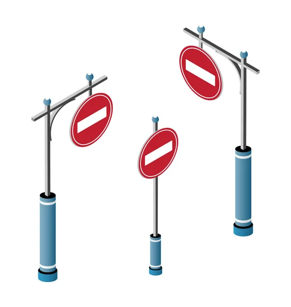 Reihe isometrischer Stadtverkehrszeichen — Stockvektor