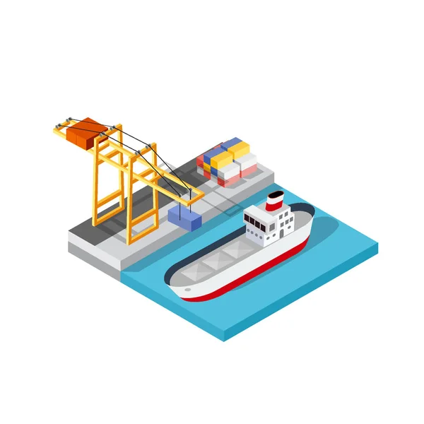 Port cargo ship transport logistics — Stock Vector