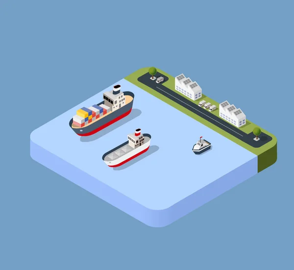 Transport statku towarowego portu — Wektor stockowy