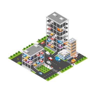 Şehir merkezinde taşımacılık, çok katlı otopark, şehir merkezindeki hava koşulları ve yoldaki trafik sıkışıklıkları için park yeri..