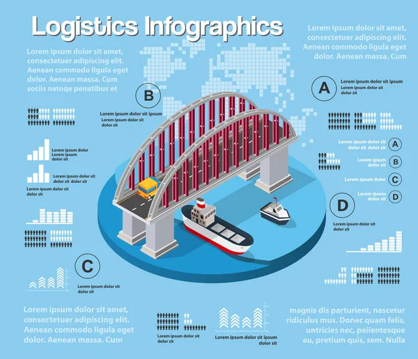 Illustration Logistique Infographie Transport Routier Urbain Trafic Dans Domaine Construction — Image vectorielle