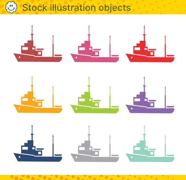 Jachtschip Object Plezier Schip Silhouet Voor Creatieve Creativiteit Computer Ontwerp — Stockvector