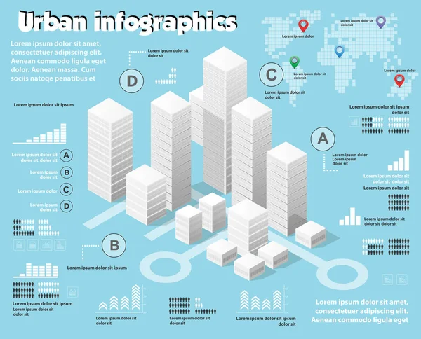 Izometrikus Várostérkép Ipar Infografika Készlet Közlekedés Építészet Grafikai Elemek Városi Jogdíjmentes Stock Illusztrációk