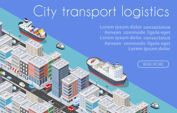 Transport Logistics Isometric City Illusztrált Sablon Infografika Ipari Infrastruktúra Konceptuális Stock Vektor