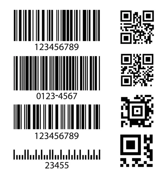 Set Abstract Barcode Bar Code Templates Scanner Digital Codes Social — Stock Vector
