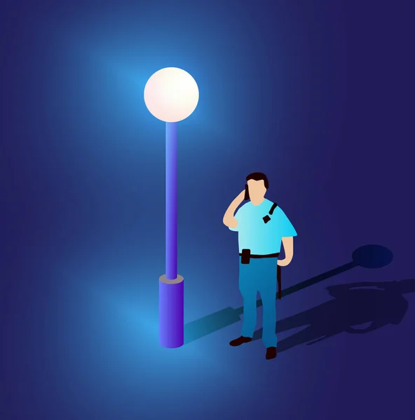 紫外线霓虹灯街上行走的男人走在路上灯火通明的城市基础设施 — 图库矢量图片