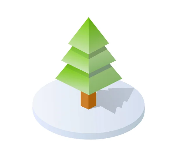 Izometrické Ilustrace Zimní Strom Les Příroda Prvky Bílé Pozadí Pro — Stockový vektor