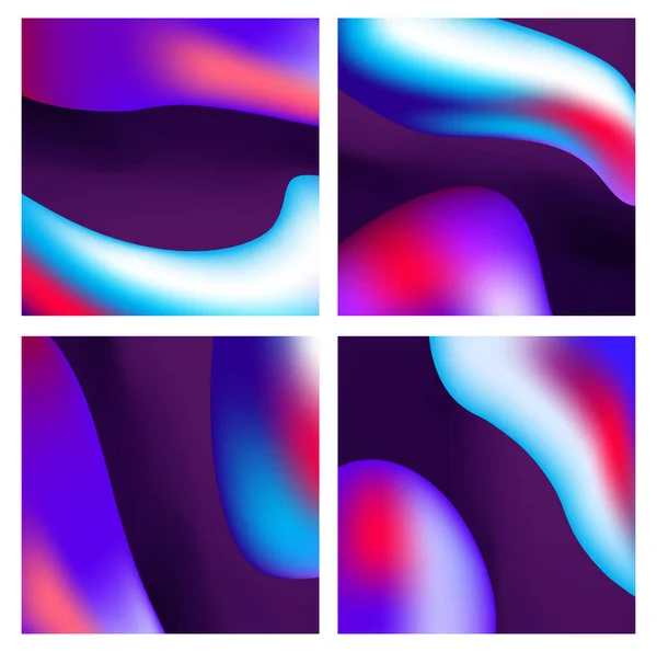Set Trendy Liquid Backgrounds Dark Violet Ultraviolet Gradient Mesh Banner — Stock Vector