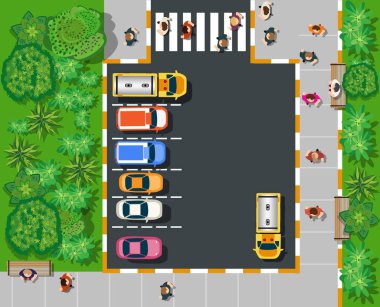 Yukarıdan bir şehir parkının haritası görünüyor.