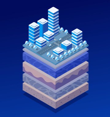 Toprak katmanları kentsel çevrenin jeolojik kesitleri