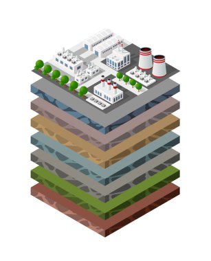 Toprak katmanları jeolojik ve yeraltı doğa manzarası altında.
