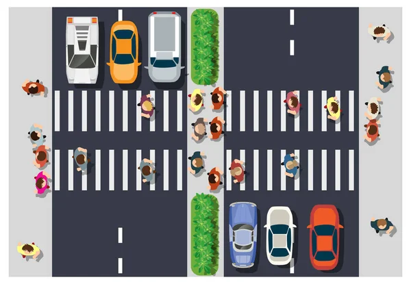 La vista superior es un mapa del bloque de módulos del distrito de la ciudad con la infraestructura de la ciudad — Vector de stock