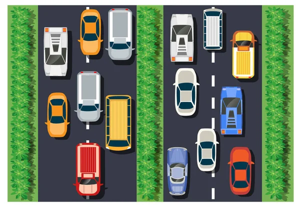 La vista superior es un mapa del bloque de módulos del distrito de la ciudad con la infraestructura de la ciudad — Vector de stock