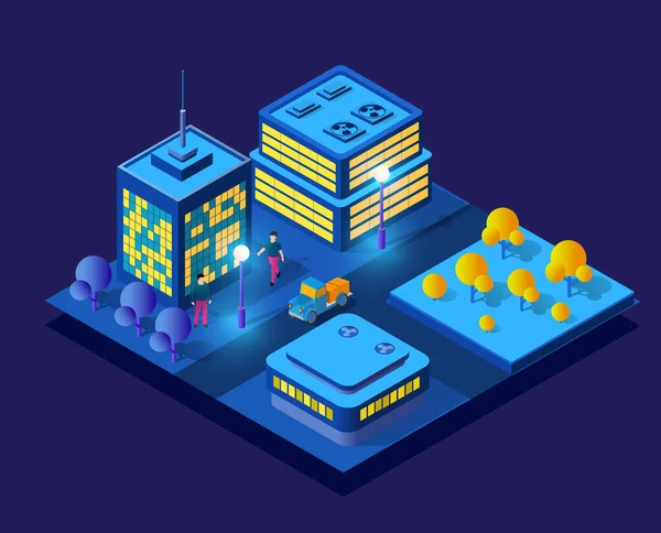 Isometric ultra şehir konsepti menekşe tarzı