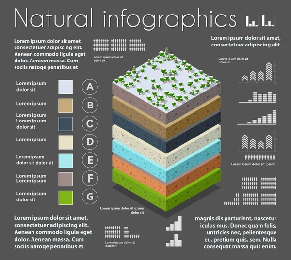 Infografik Natur Geologische und unterirdische Bodenschichten unter der isometrischen — Stockvektor