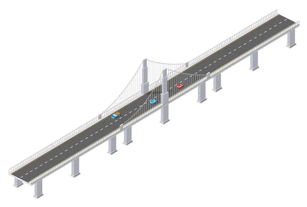 De brug van de stedelijke infrastructuur is isometrische voor games, — Stockvector