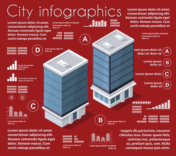 Isometrisk Stadskarta Industri Infographic Set Arkitektur Grafisk Design Element Mall — Stock vektor