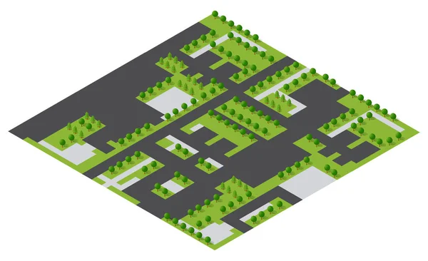 Perspectief Uitzicht Van Boven Naar Stadswijk Van Snelweg Kruising Van — Stockvector