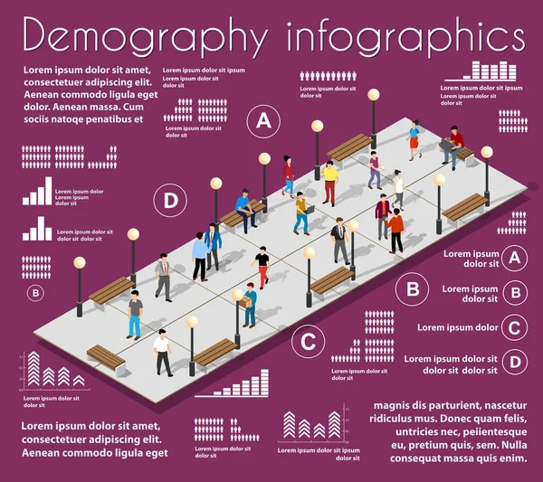 Infografías Del Parque Ciudad Gráfico Demografía Con Personas Luces Ciudad — Archivo Imágenes Vectoriales