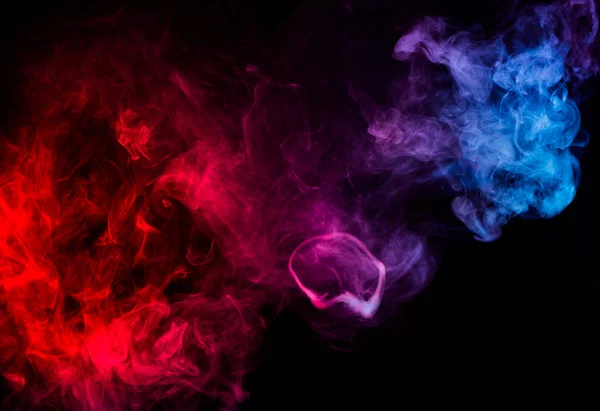 Abstraktní Tvary Smíšené Barvy Modré Červené Kouře Tmavém Pozadí — Stock fotografie