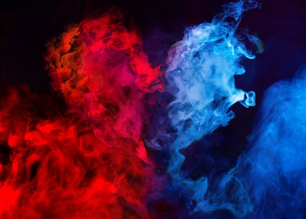 Formas Abstractas Humo Rojo Azul Forma Corazón Fondo Oscuro —  Fotos de Stock