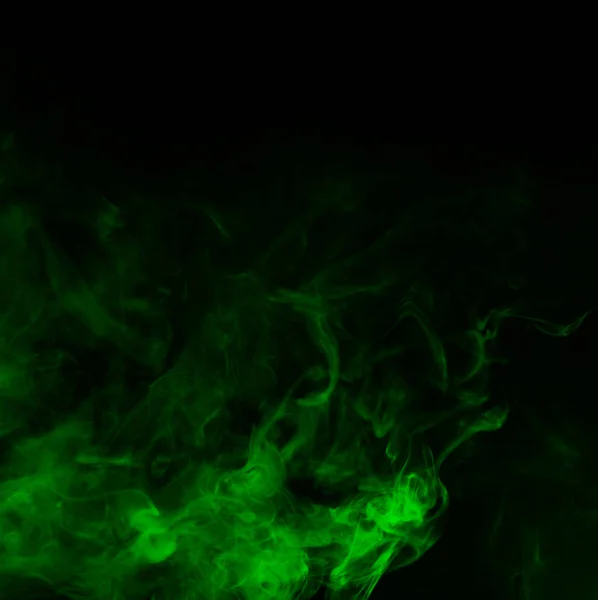 Green Smoke Isolated Black Background — Stock Photo, Image