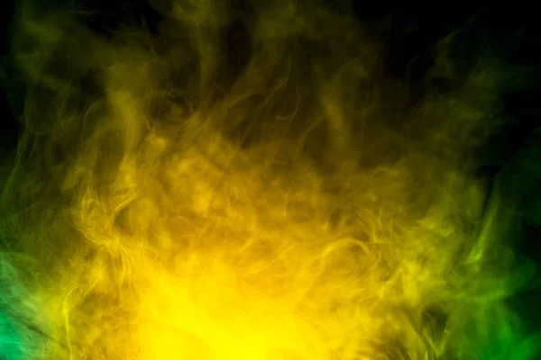 Humo Abstracto Amarillo Verde Sobre Fondo Negro — Foto de Stock