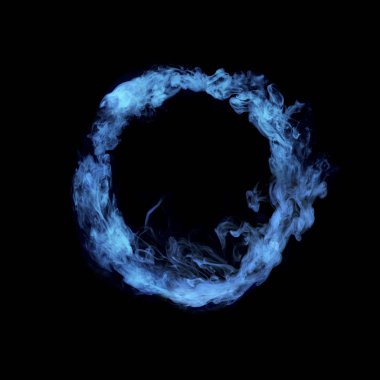 circle from blue colorful smoke isolated on black background clipart