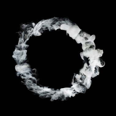 circle from white smoke isolated on black background clipart