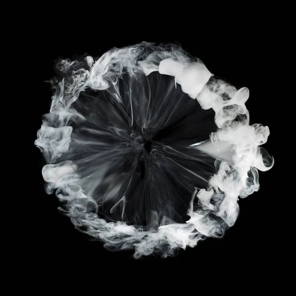 Portal Aus Weißem Rauch Isoliert Auf Schwarzem Hintergrund — Stockfoto