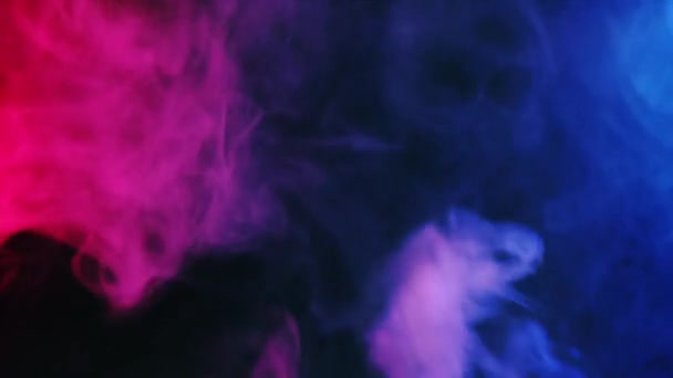 Red Blue Smoke Patterns Waving Dark Background — Stock Video