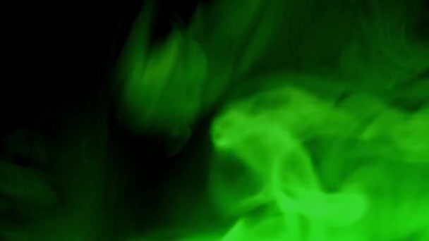 Green Smoke Patterns Connection Dark Background — Stock Video