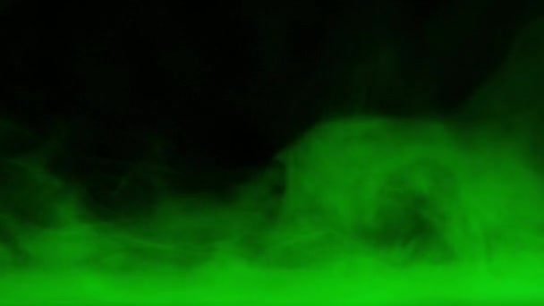 Green Smoke Water Surface Dark Background — Stock Video