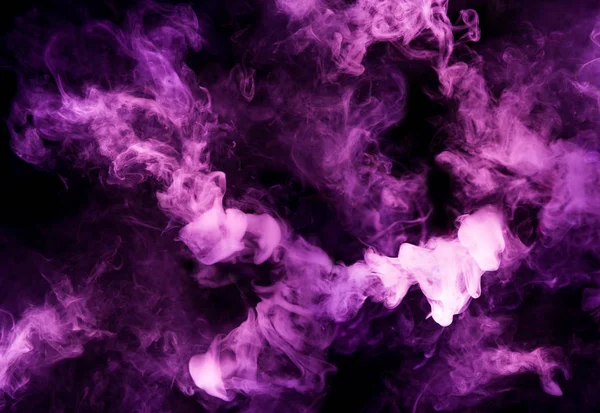 Слияние Фиолетового Дыма Движении Изолированы Черном Фоне — стоковое фото