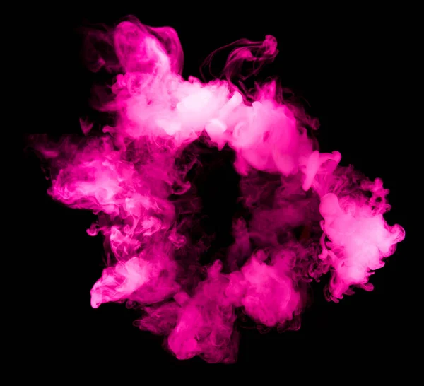融合粉红色烟雾的运动隔离在黑色背景 — 图库照片