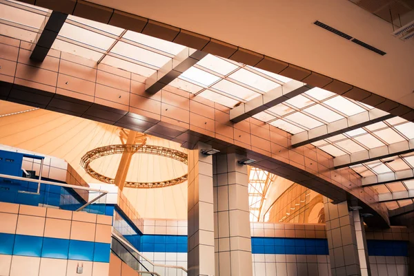 airport building ceiling with windows and constructions