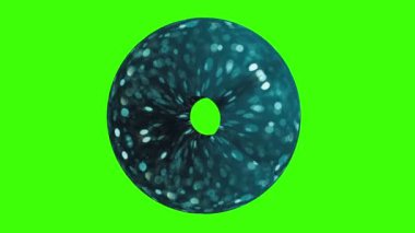 Soyut mavi çember kürenin yeşil arkaplan üzerinde desenleri olan hareketi