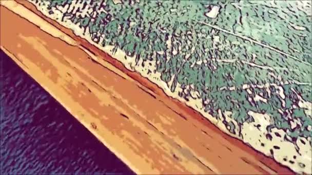 Стара Книга Маска Обличчя Над Текстурованою Поверхнею Мультяшному Стилі — стокове відео