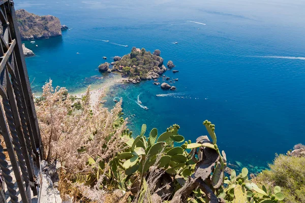 Vista Isola Bella Taormina Sicília Itália — Fotografia de Stock