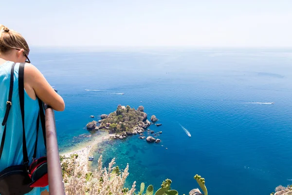 Vista Isola Bella Taormina Sicília Itália — Fotografia de Stock