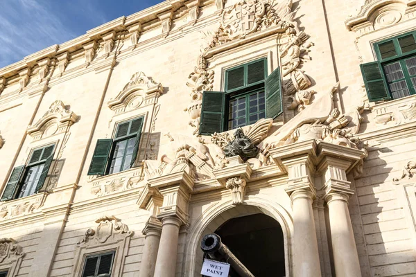 Fasada Auberge Castille Premier Budowlą Mieście Valletta Malta — Zdjęcie stockowe