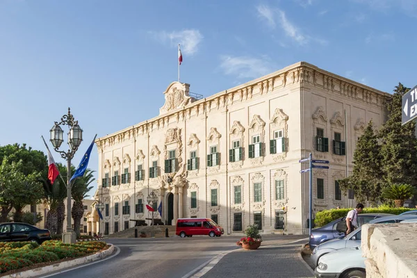 Fasada Auberge Castille Premier Budowlą Mieście Valletta Malta — Zdjęcie stockowe