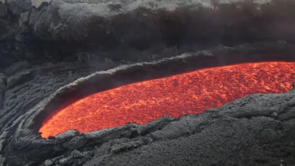 Flusso Lava Sul Vulcano Etna Sicilia Italia — Video Stock