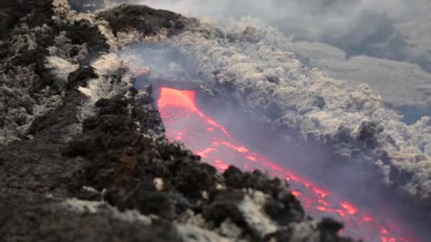 Lava Flow Volcano Etna Sicily Italy — Stock Video