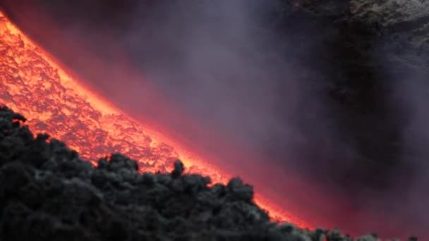 Lava Flow Volcano Etna Sicily Italy — Stock Video