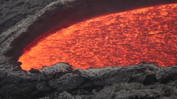 Flux Lave Sur Volcan Etna Sicile Italie — Video
