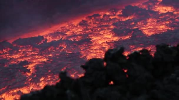Fluxo Lava Vulcão Etna Sicília Itália — Vídeo de Stock