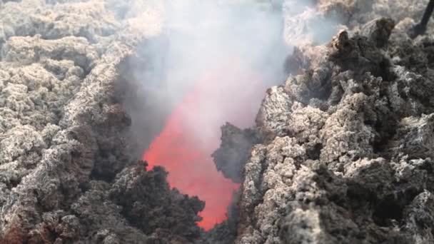 Flujo Lava Volcán Etna Sicilia Italia — Vídeos de Stock