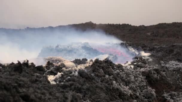 Flujo Lava Volcán Etna Sicilia Italia — Vídeos de Stock