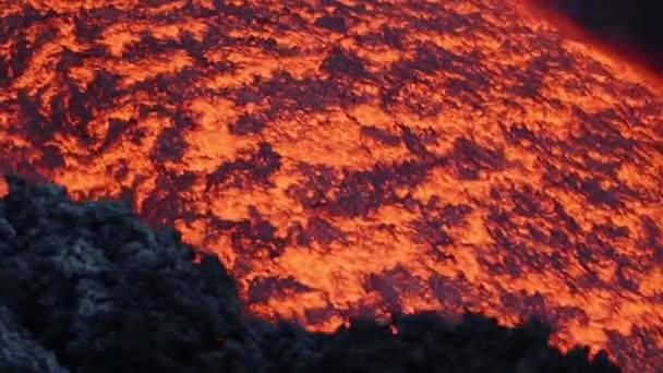 Flux Lave Sur Volcan Etna Sicile Italie — Video